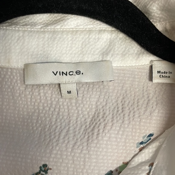 Vince Scattered Floral Silk Long-Sleeve Blouse - Medium - Picture 10 of 14